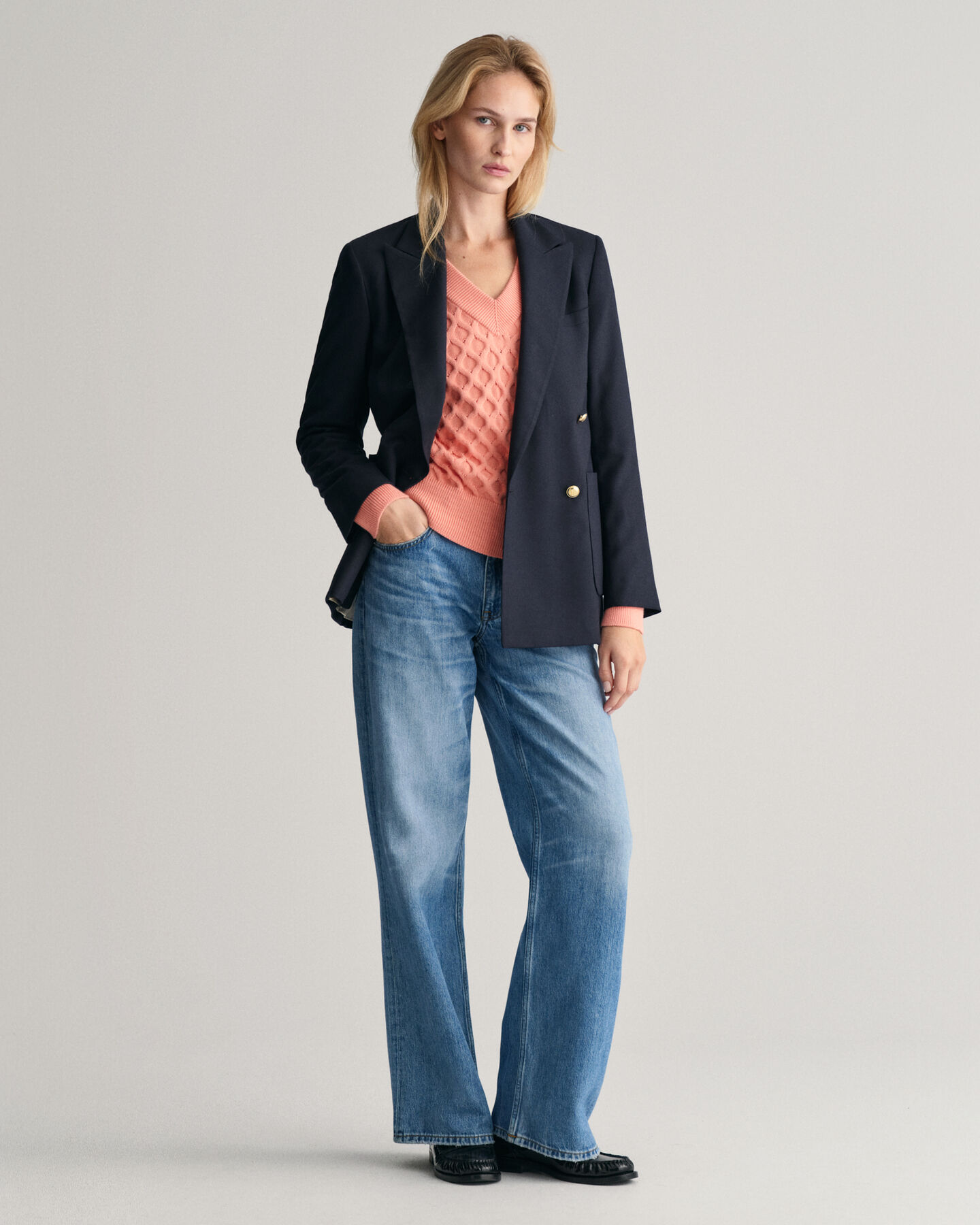 Strukturstrick V-Neck Pullover