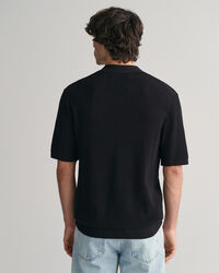 Polopullover mit offenmaschiger Struktur