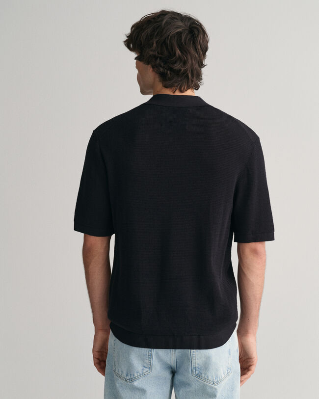 Polopullover mit offenmaschiger Struktur