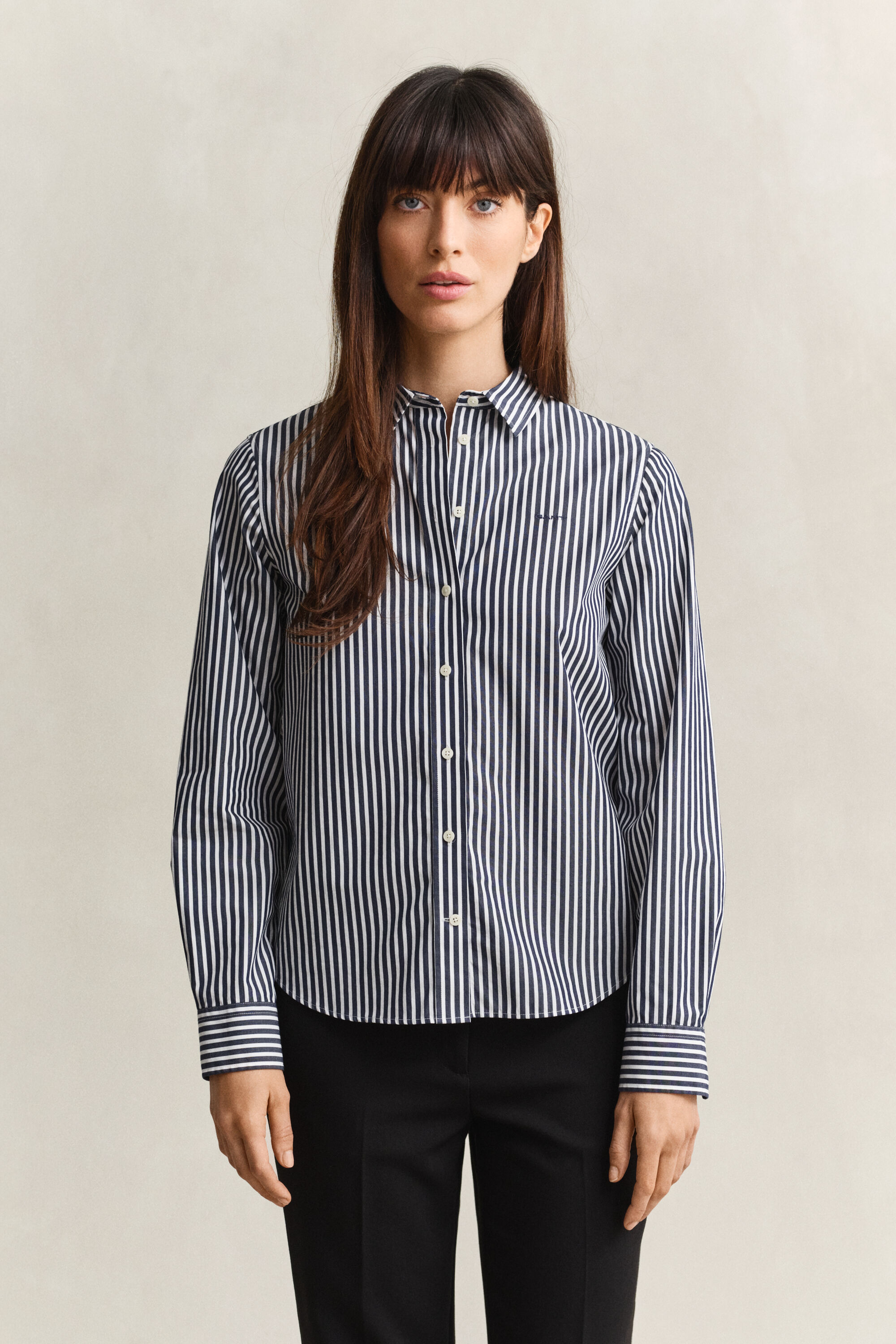 Popeline-Bluse im Regular Fit mit Streifen