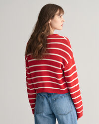 Rundhalspullover mit Streifen