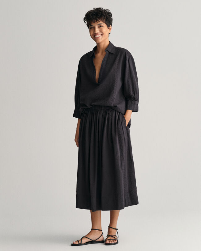 Seersucker Pull-On Rock mit Streifen