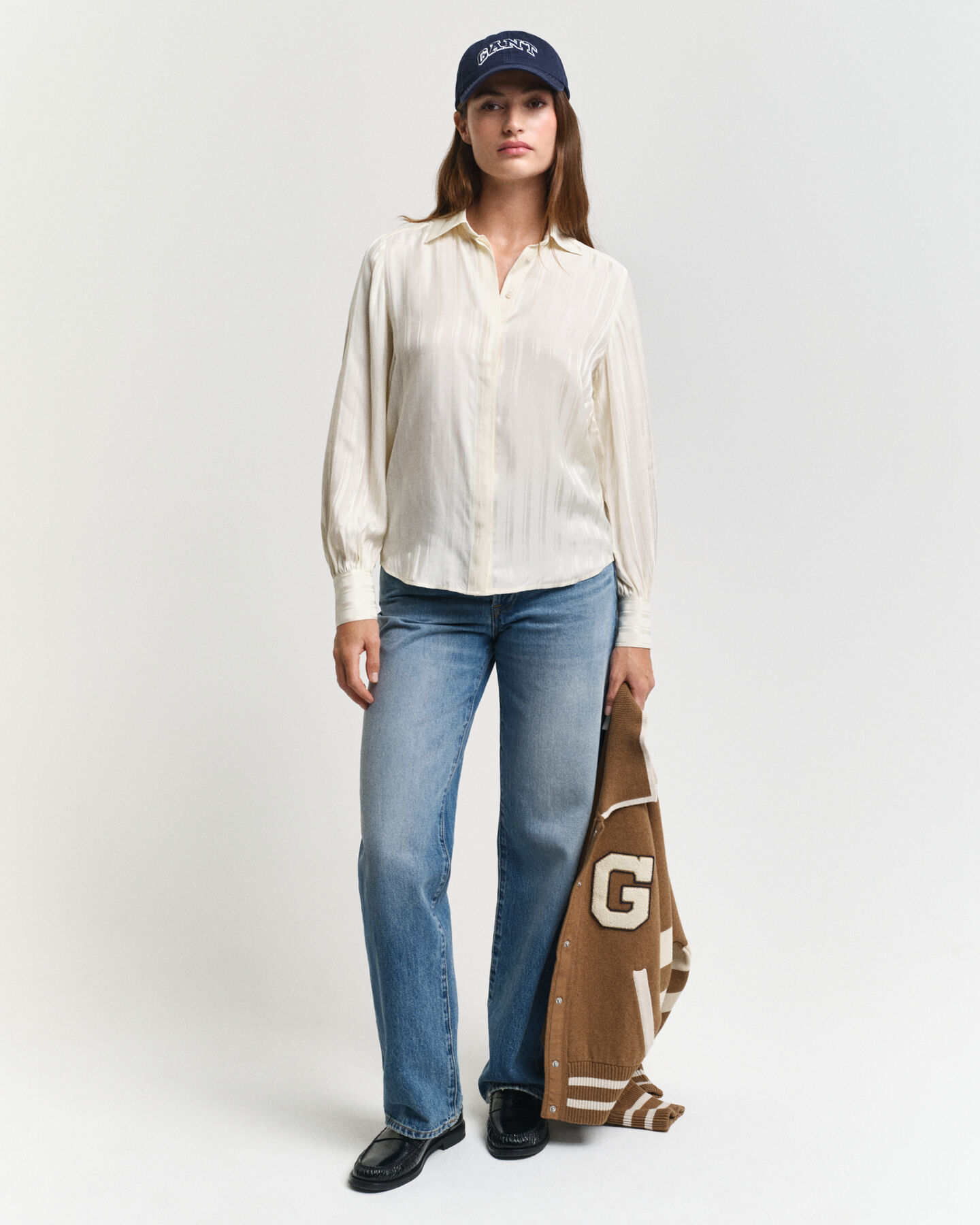 Regular Fit Satinbluse mit Streifen