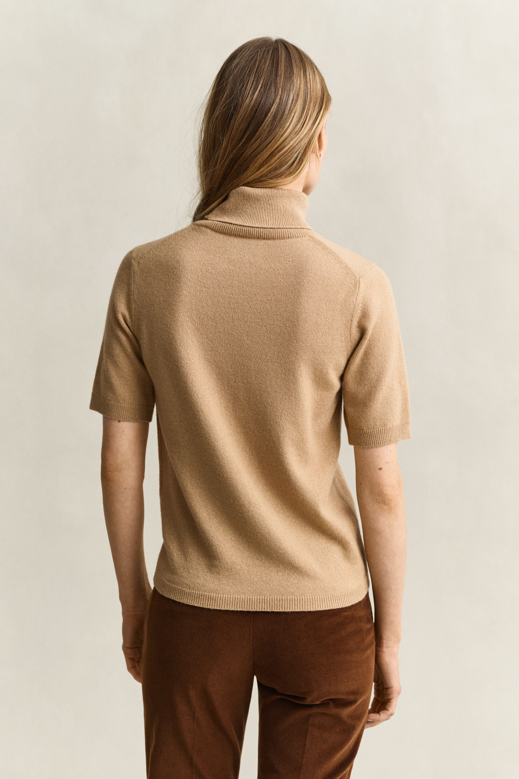 Rollkragenpullover aus Metallic-Wollgemisch