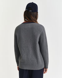 Kontrast Strickjacke aus strukturierter Baumwolle