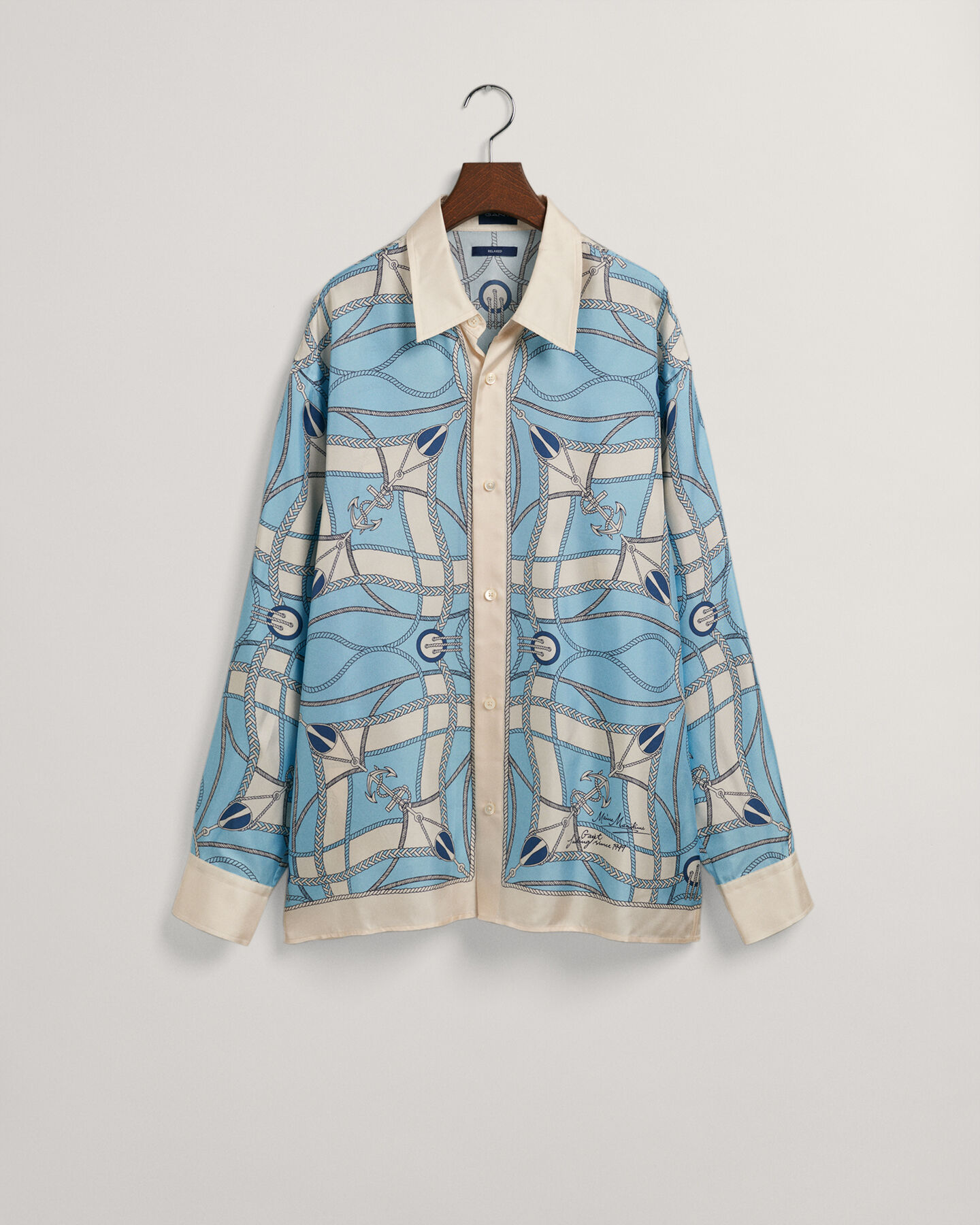 Relaxed Fit Sailing Print Seidenhemd