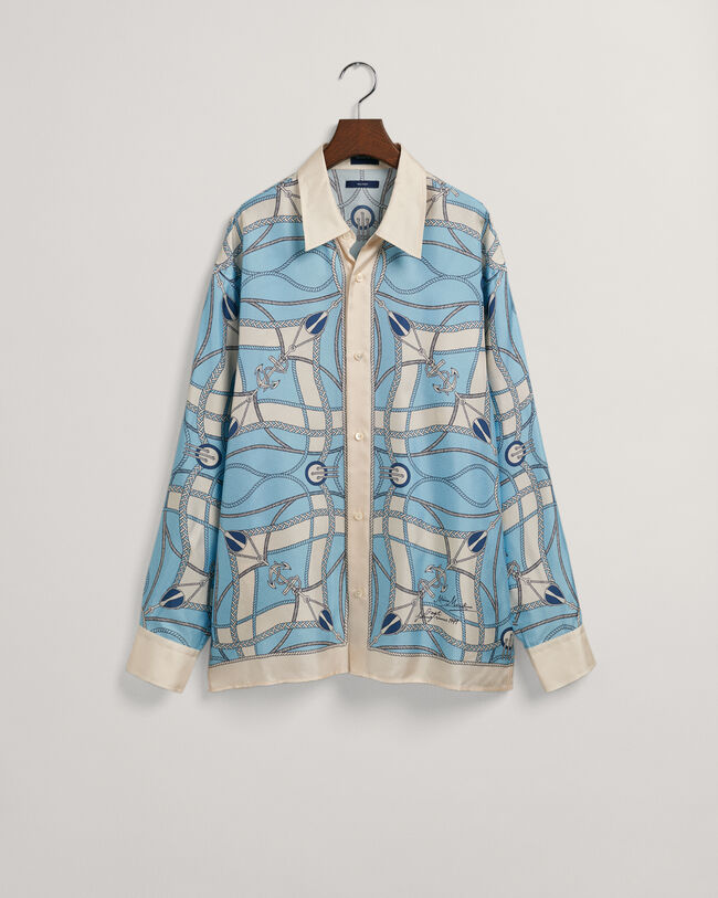 Relaxed Fit Sailing Print Seidenhemd