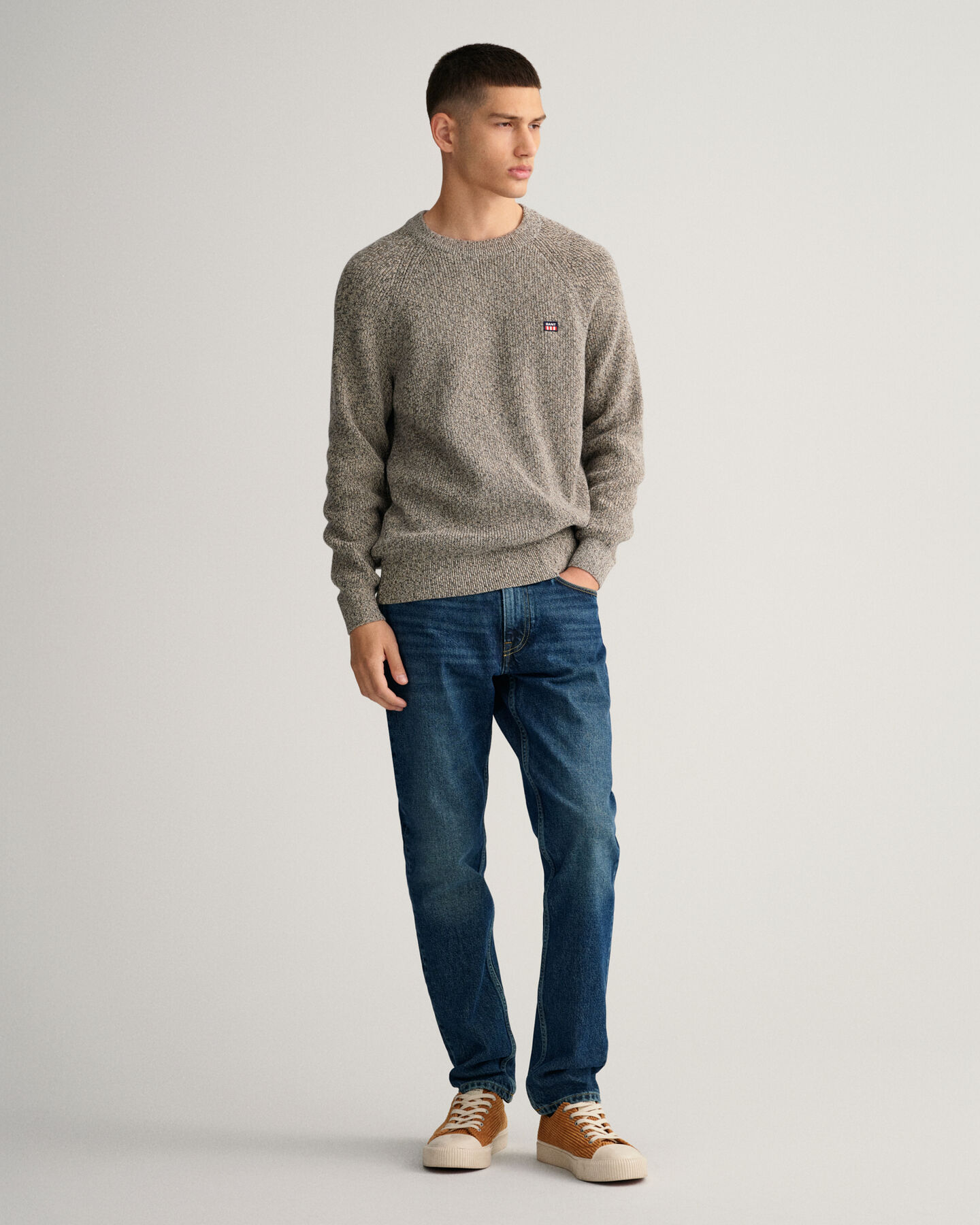 Twisted Rundhalspullover aus Baumwolle