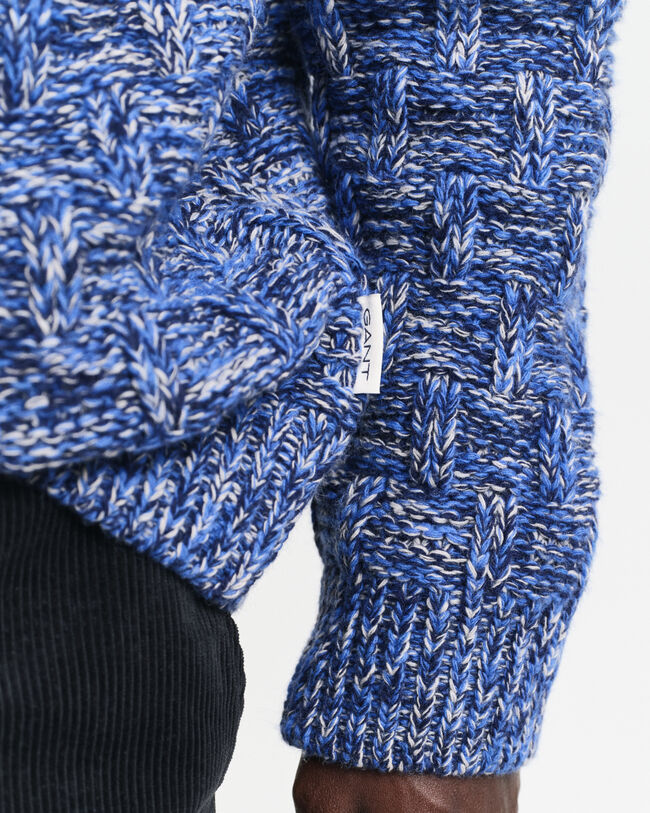 Rundhalspullover aus strukturiertem Wollgemisch