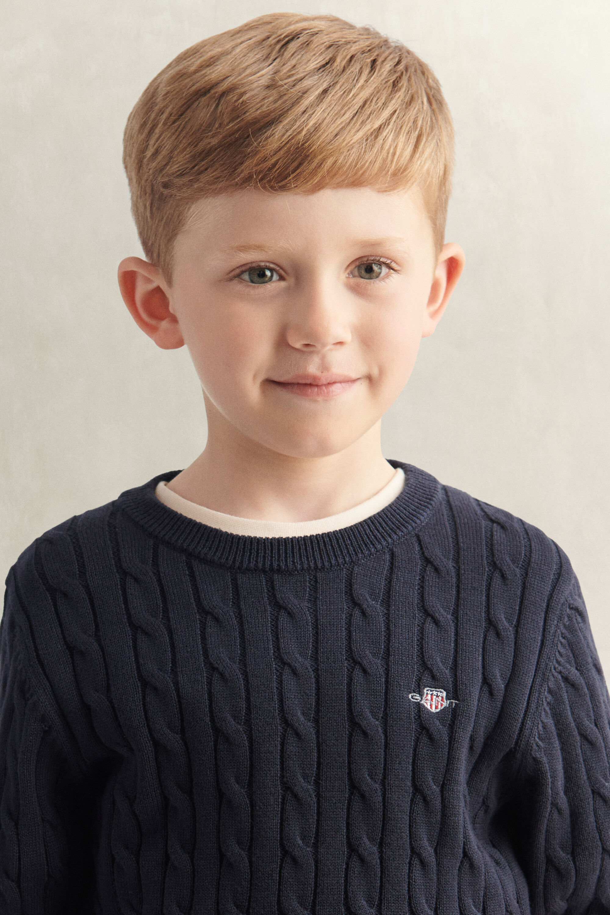Pull en maille torsadée avec écusson Garçon