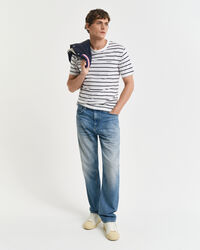 Gestreiftes T-Shirt aus Baumwolle und Leinen