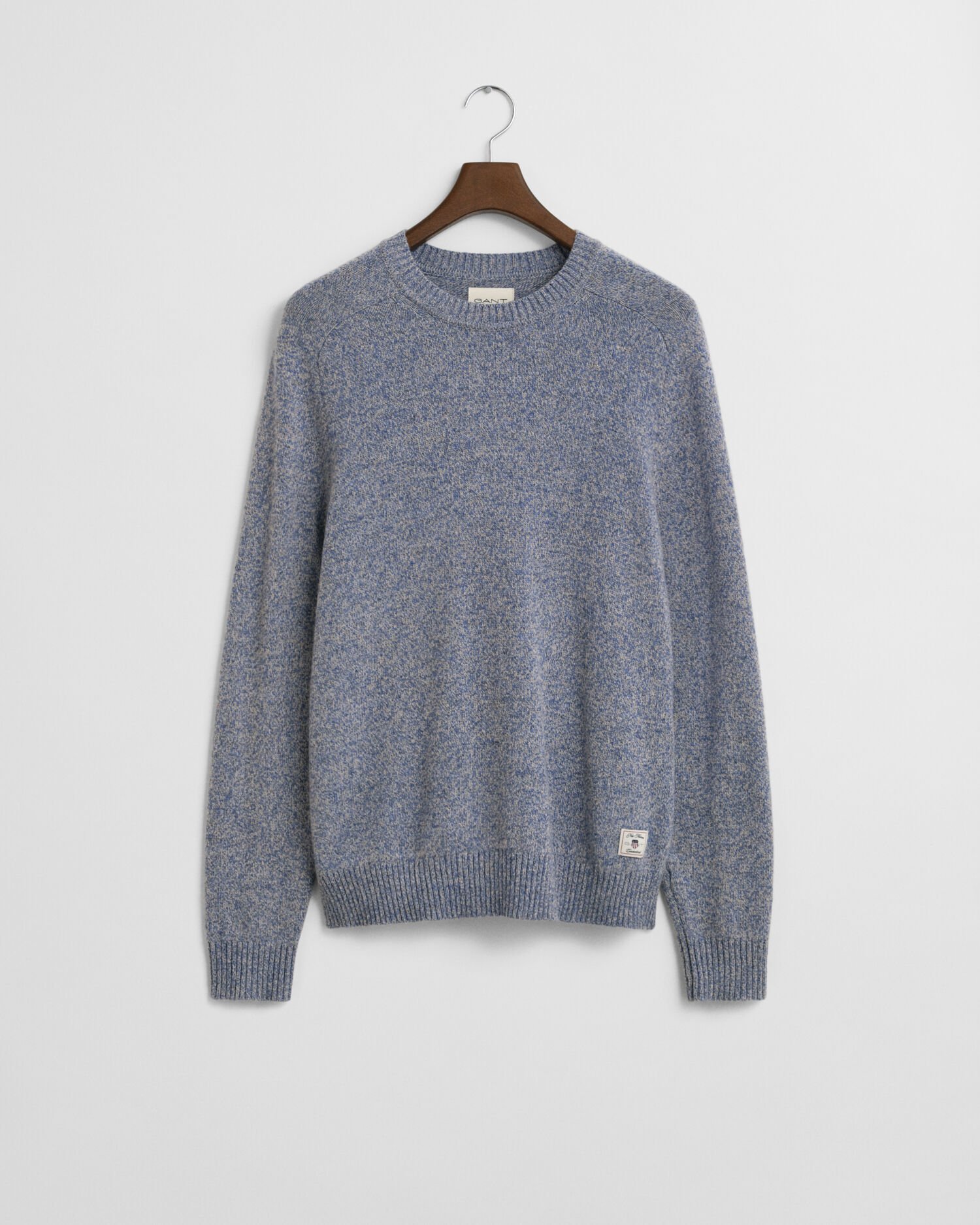Wool Blend Mouliné Crew Neck Sweater
