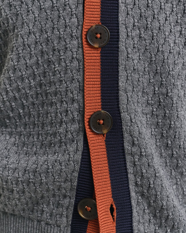 Kontrast Strickjacke aus strukturierter Baumwolle