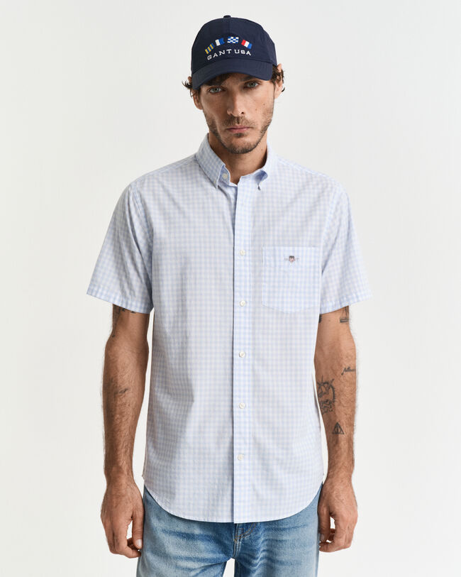 Regular Fit Classic Gingham Popeline Kurzarmhemd
