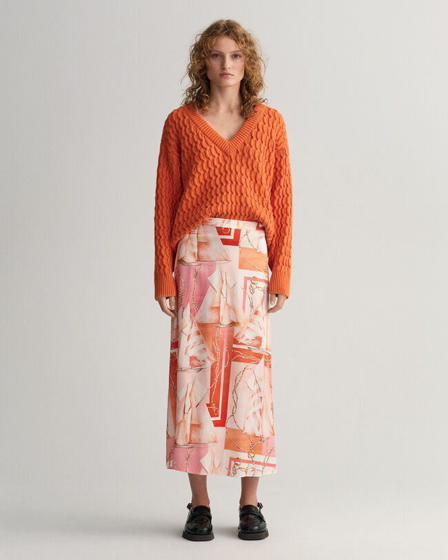 Sailing Print Maxirock aus Seide