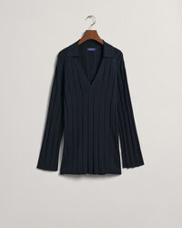 Rippstrickpullover mit offenem Kragen