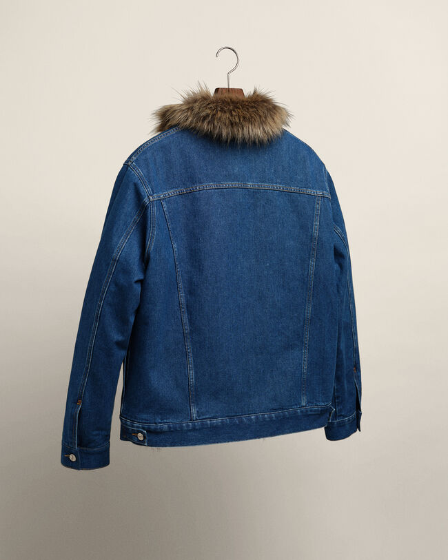 Wrangler x GANT Jeansjacke mit Kunstfell