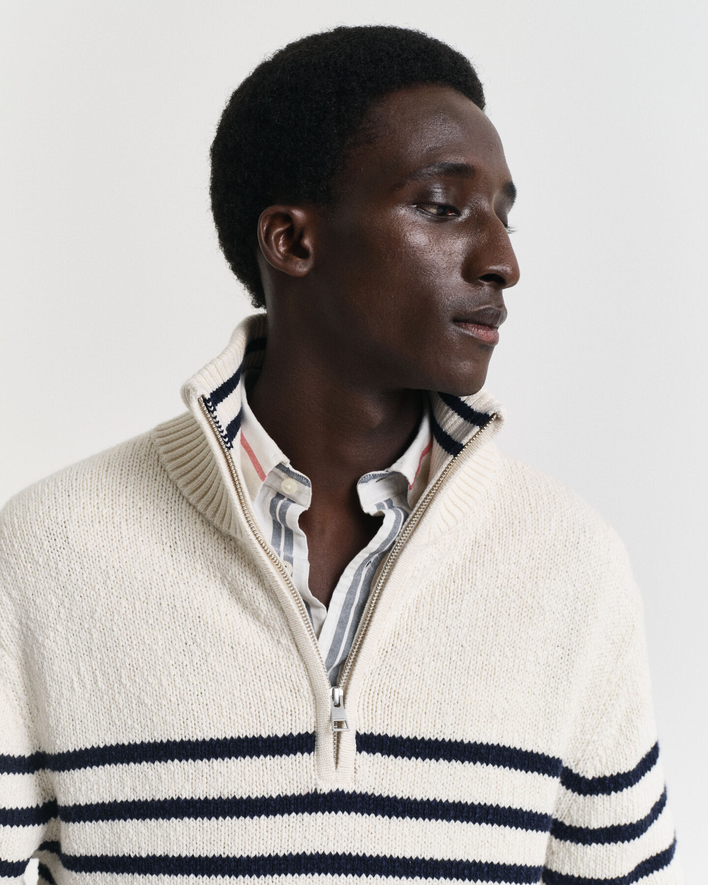 Gestreifter Troyer aus Flammgarn-Baumwolle