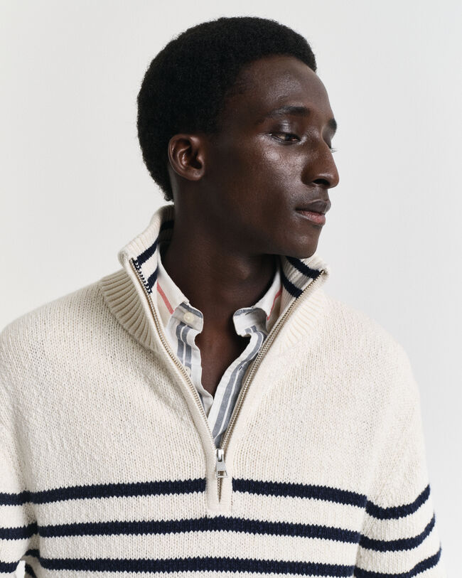 Gestreifter Troyer aus Flammgarn-Baumwolle