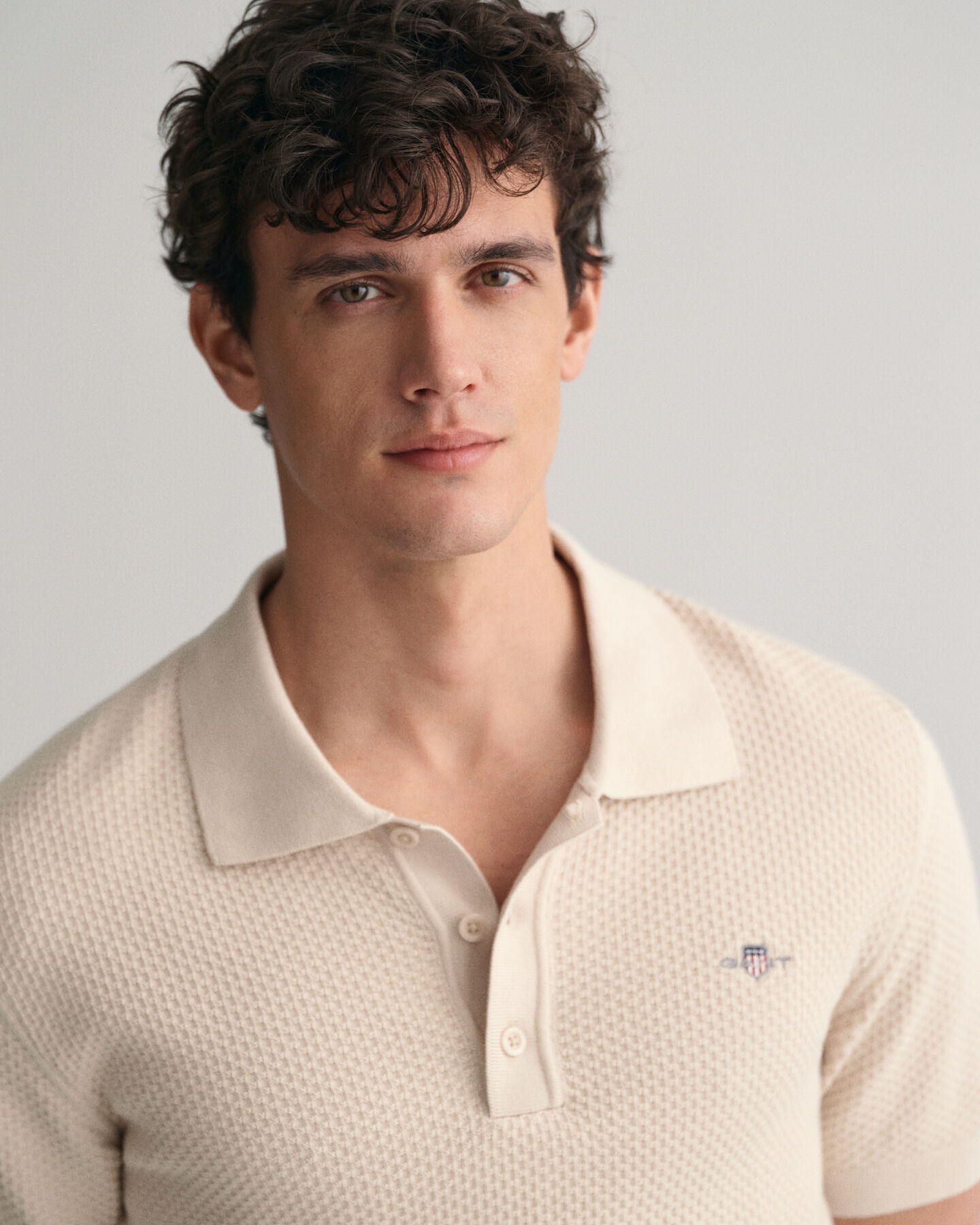 Strukturierter Polopullover aus Baumwolle