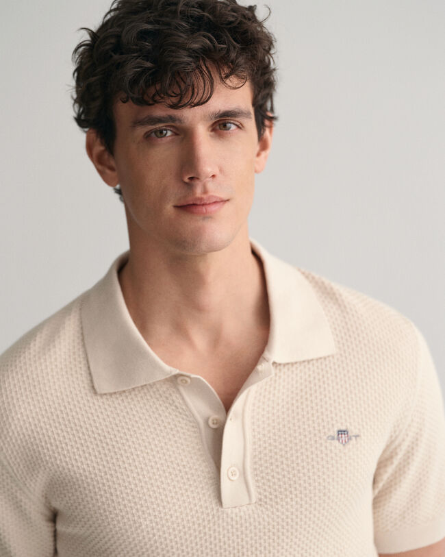 Strukturierter Polopullover aus Baumwolle