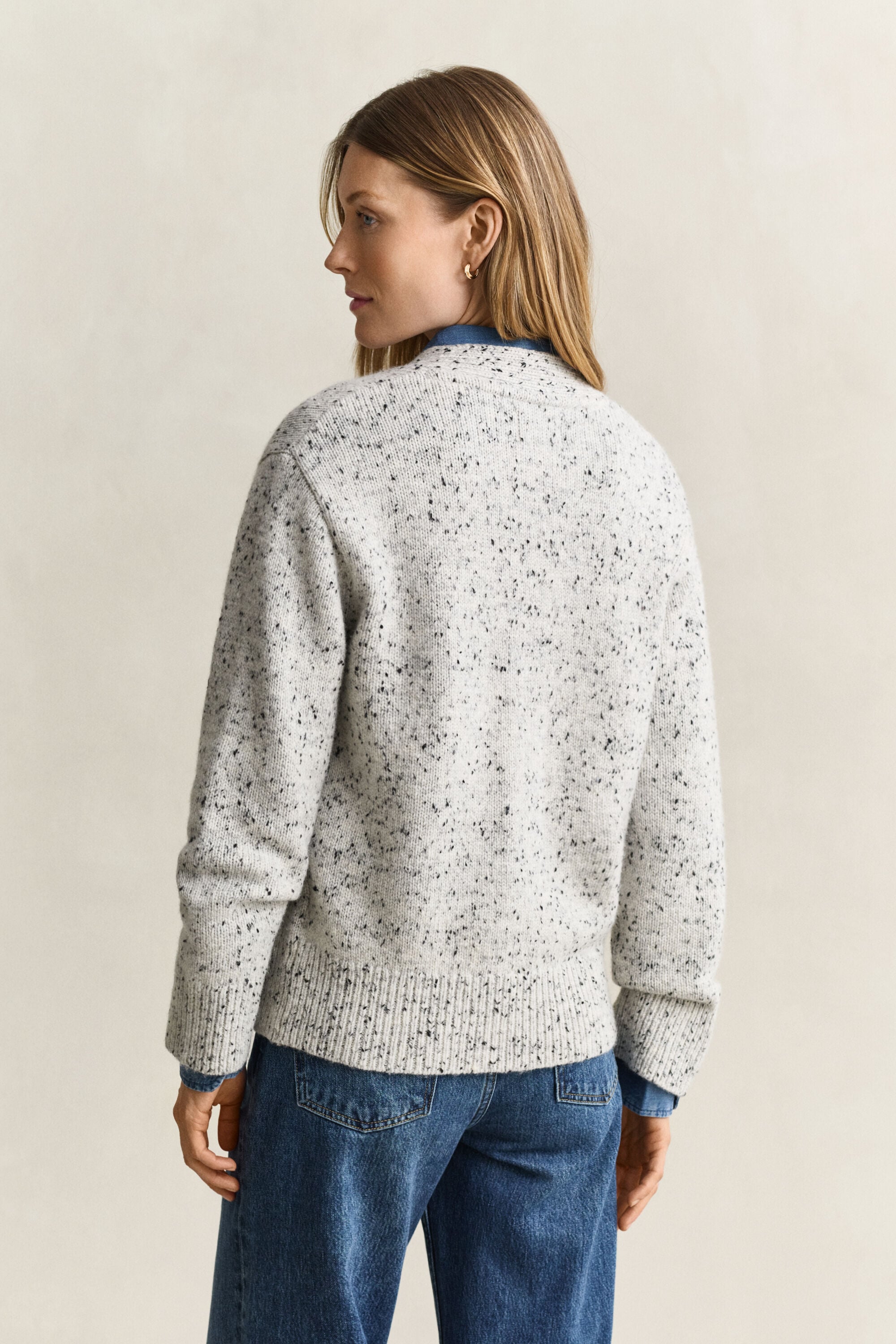 Strickjacke aus Wollmix mit Noppenstruktur