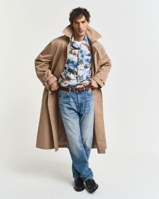 Relaxed Fit Resort Hemd mit Insel-Print