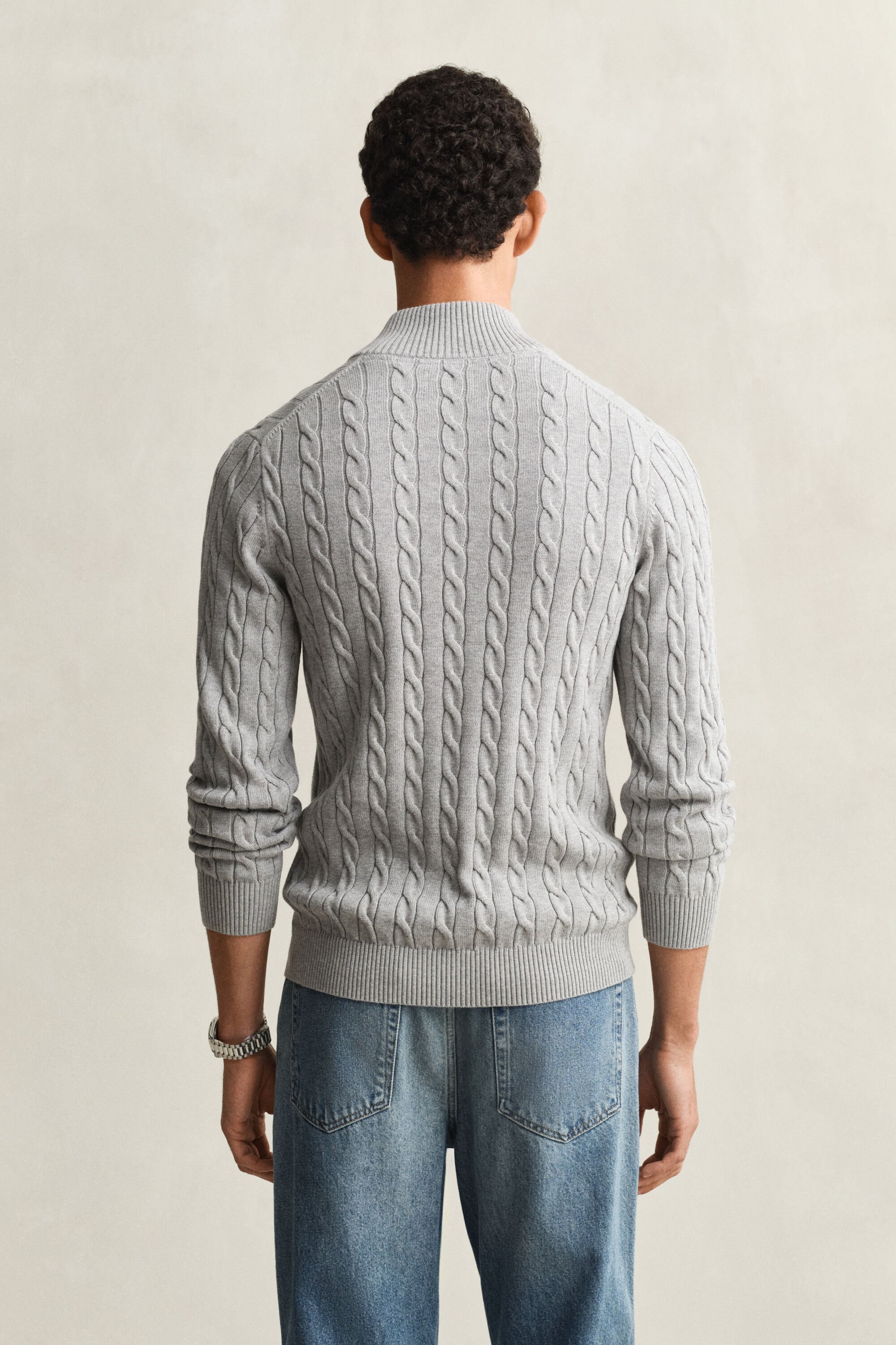 Cotton Cable Knit Half-Zip Sweater