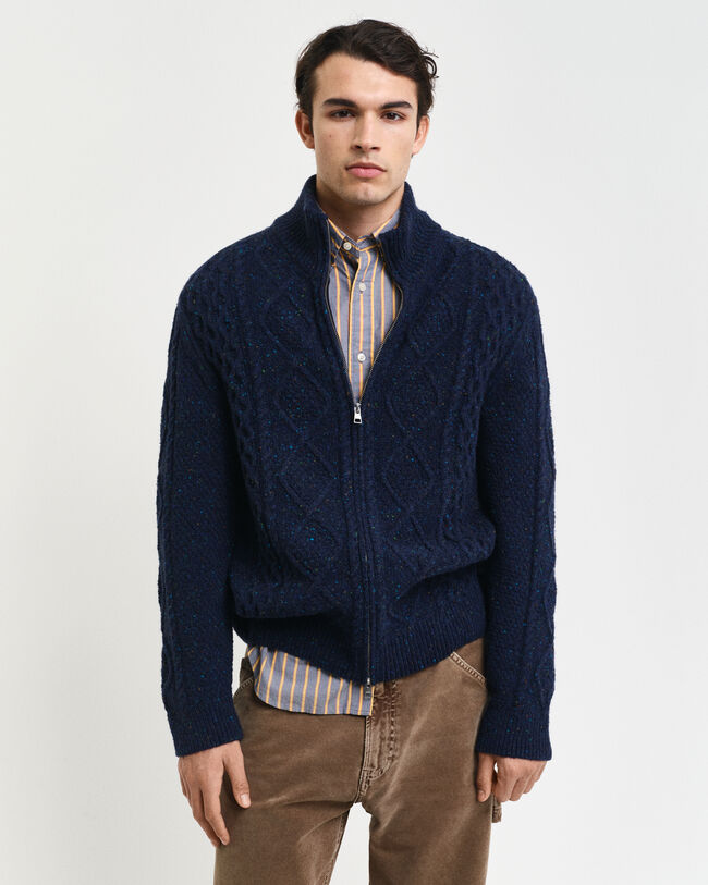 Zopfmuster Strickjacke mit Reißverschluss