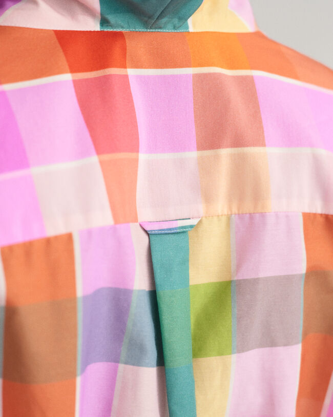 Mehrfarbig kariertes Baumwoll Seiden Kleid