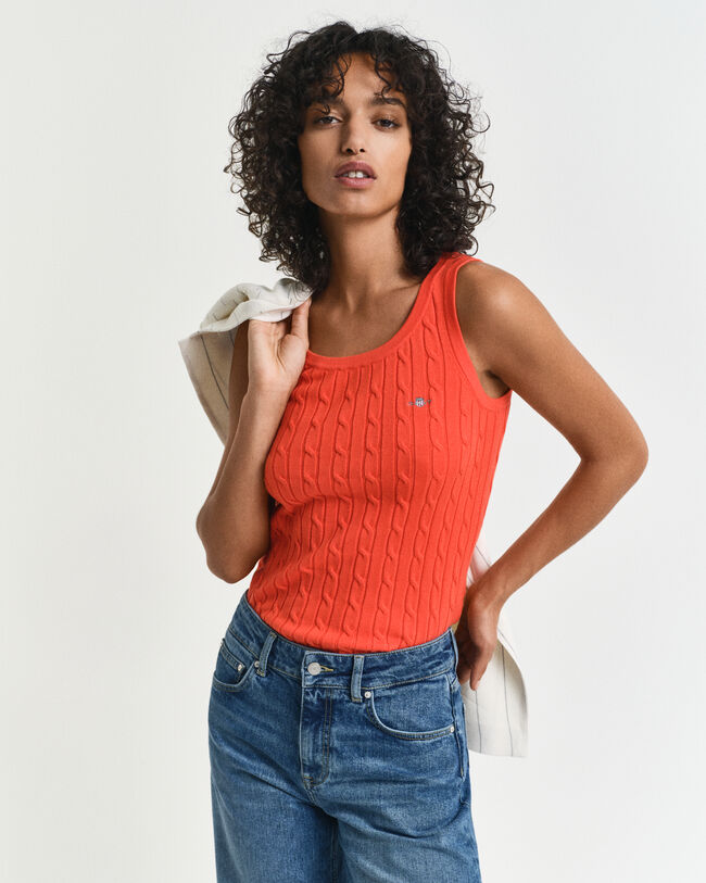 Tanktop aus Stretch-Baumwolle mit Zopfmuster