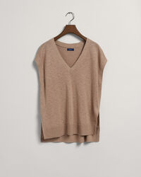 V-Neck Top aus Leinenmischgewebe