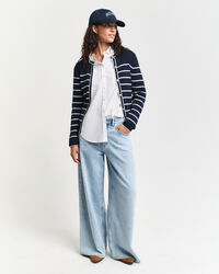 Gerippte Strickjacke mit Marinestreifen