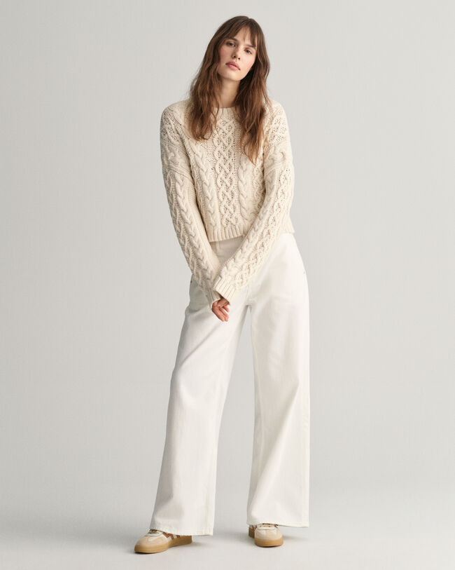 Zopfstrick Rundhalspullover