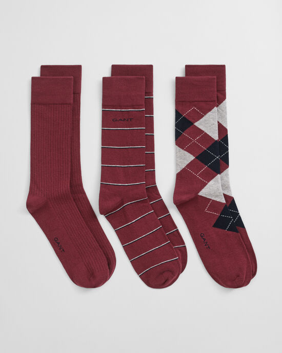 3er-Pack Socken Argyle & Streifen