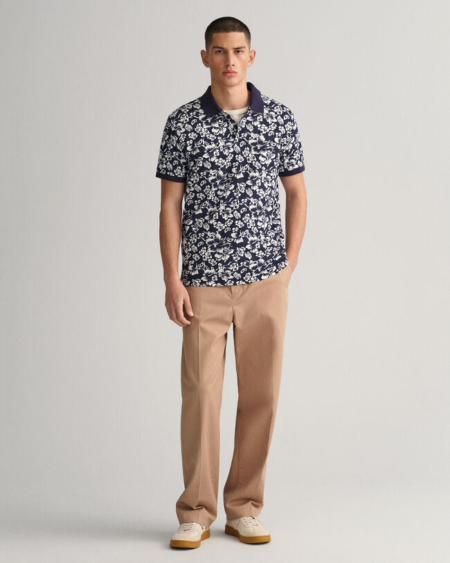 Piqué Poloshirt mit floralem Print