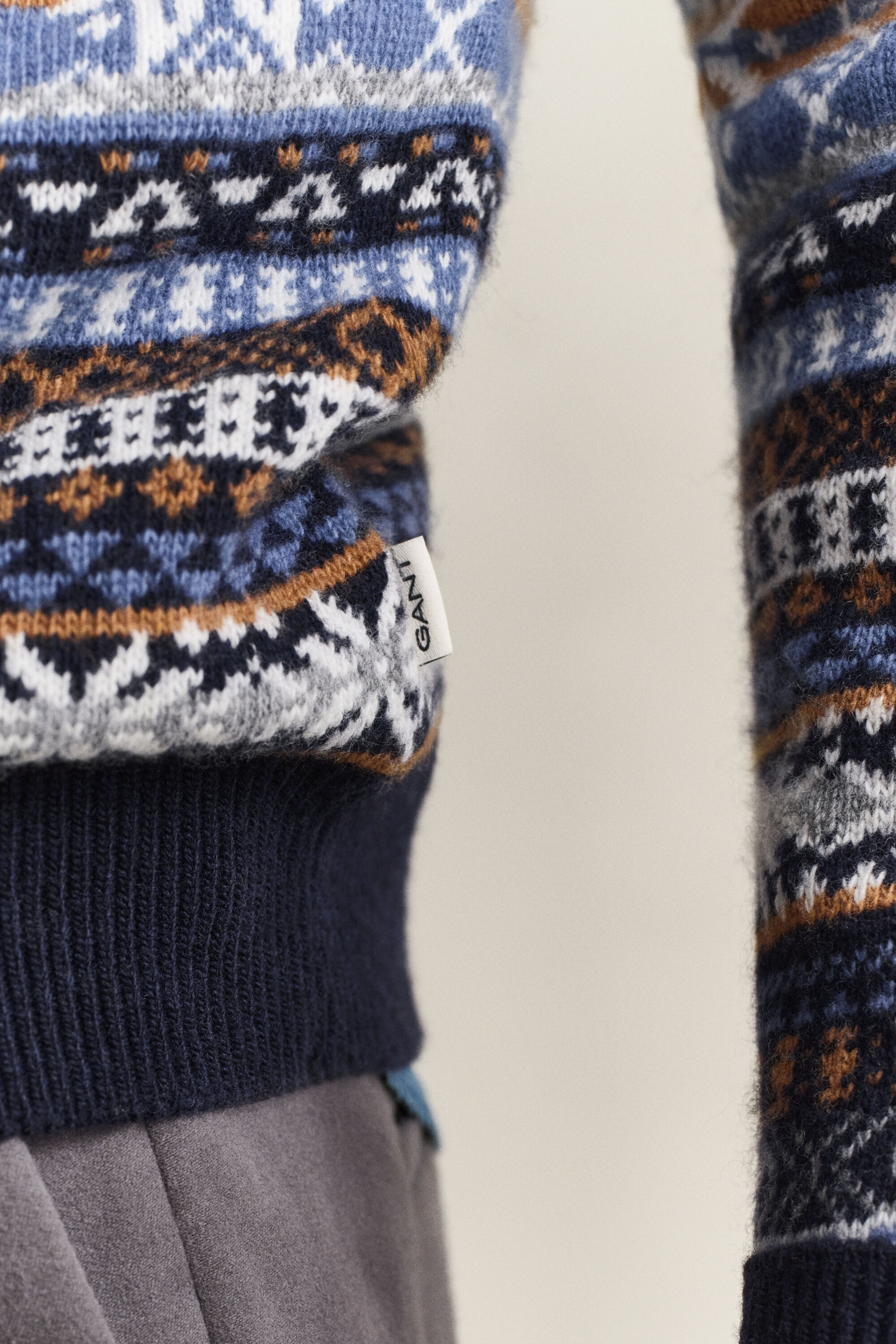 Pull col rond à motif Fair Isle