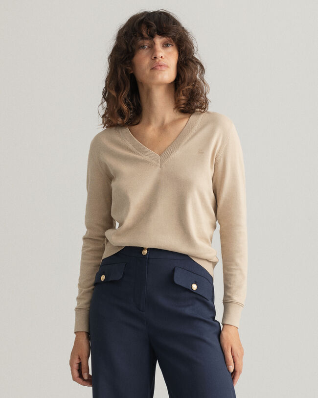 Leichter V-Neck Pullover aus Baumwolle