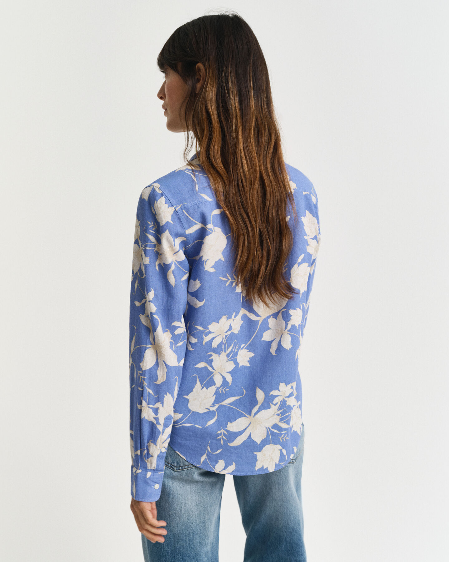 Regular Fit Leinen Bluse mit Blumen-Print