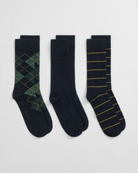 3er-Pack Socken Argyle & Streifen