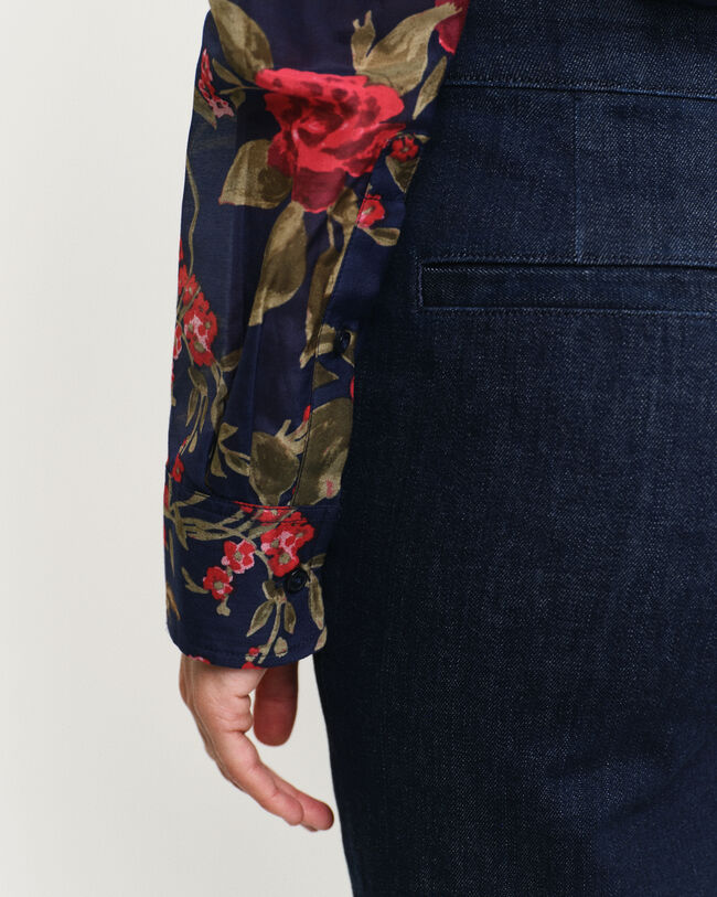 Relaxed Fit Rose Bluse aus Baumwolle und Seide mit Print