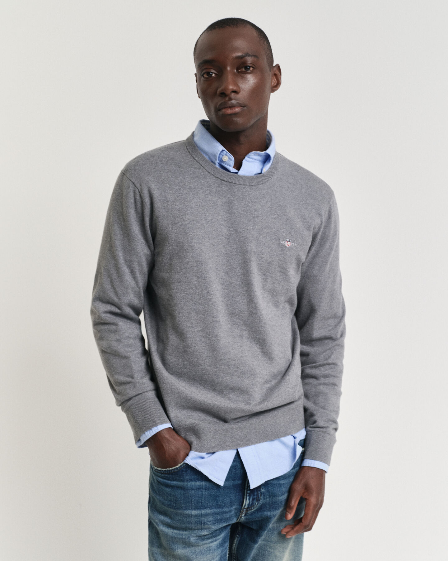 Seasonal Essential Rundhalspullover aus Baumwolle