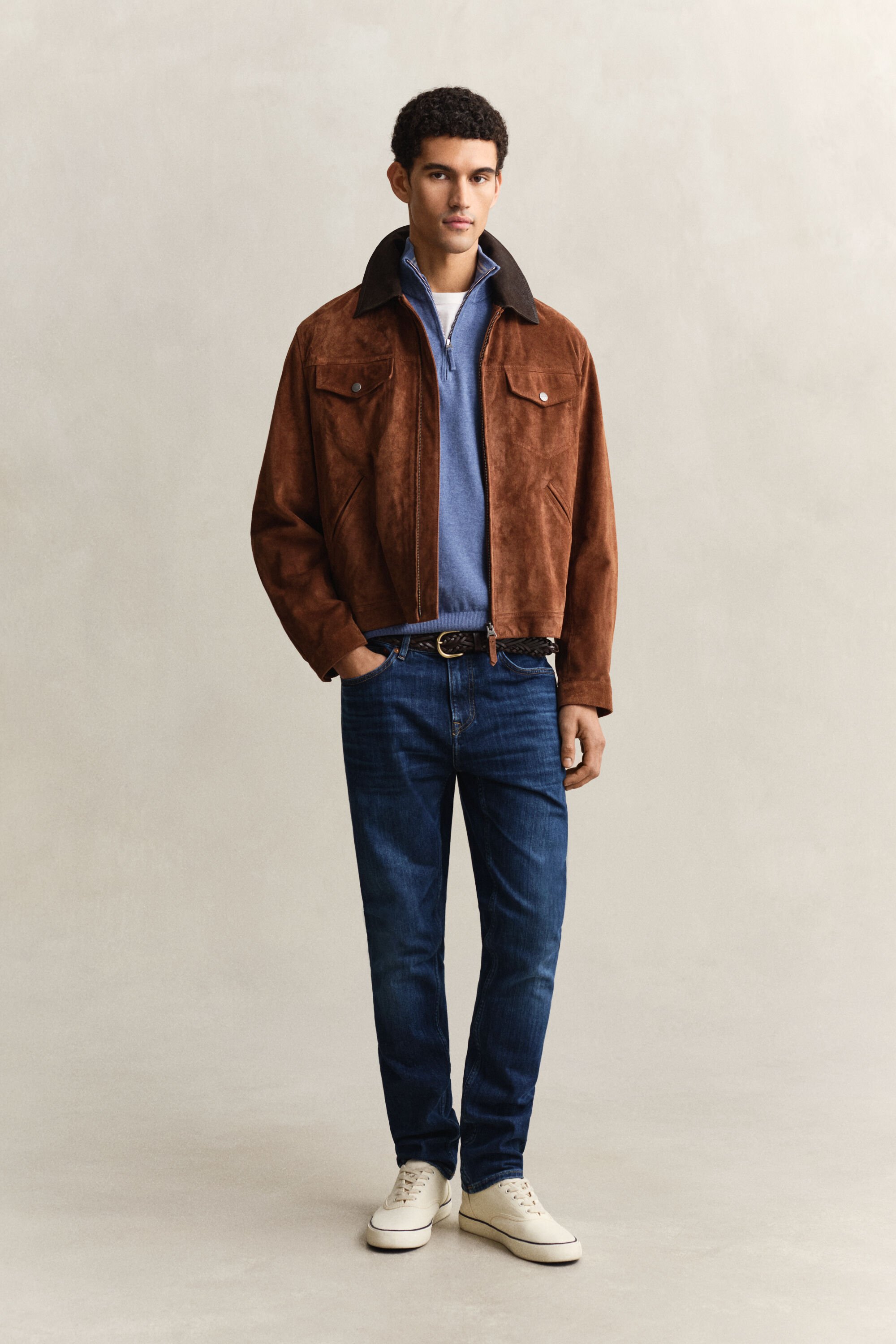 Pull à demi-zip en coton classique