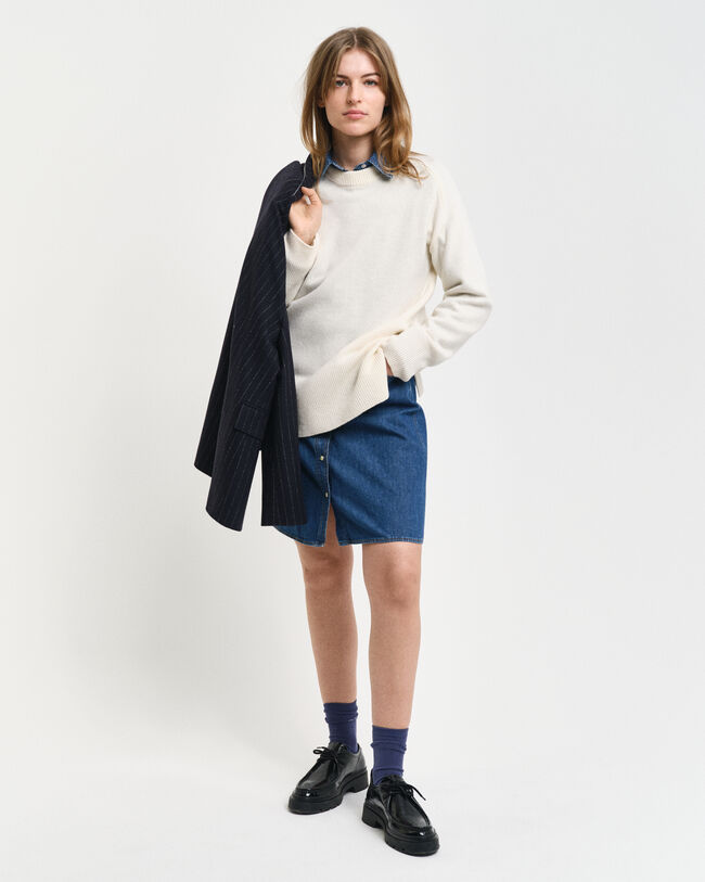 Herringbone Rundhalspullover mit Detail