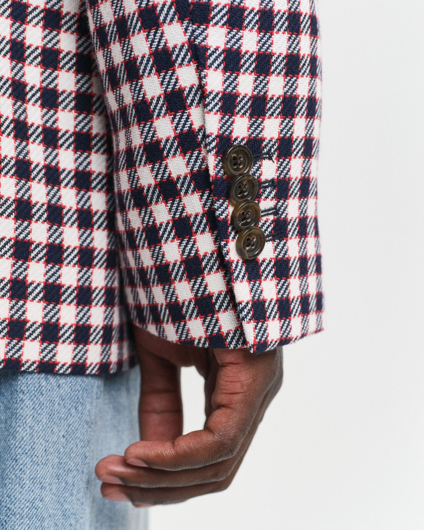 Regular Fit Sakko aus Baumwollmischung mit Karomuster