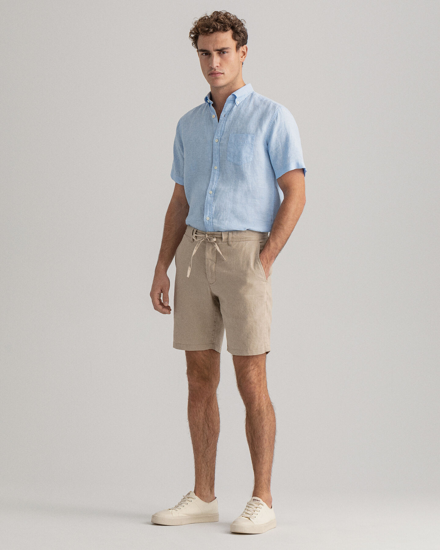 Relaxed Fit Leinen Shorts mit Kordelzug