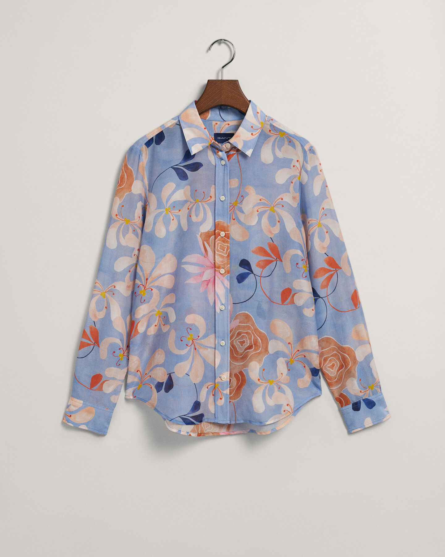 Regular Fit Baumwoll Seiden Bluse mit Blumen-Print