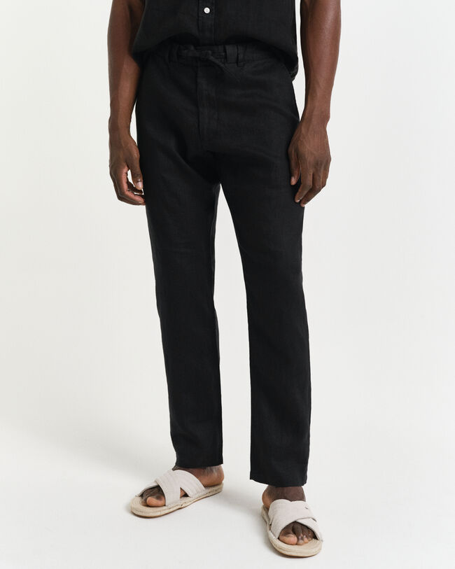 Relaxed Fit Leinen Kordelzughose