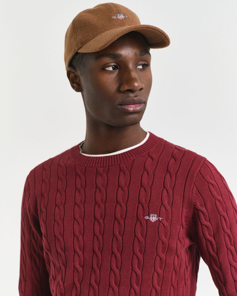 Zopfstrick Rundhalspullover aus Baumwolle