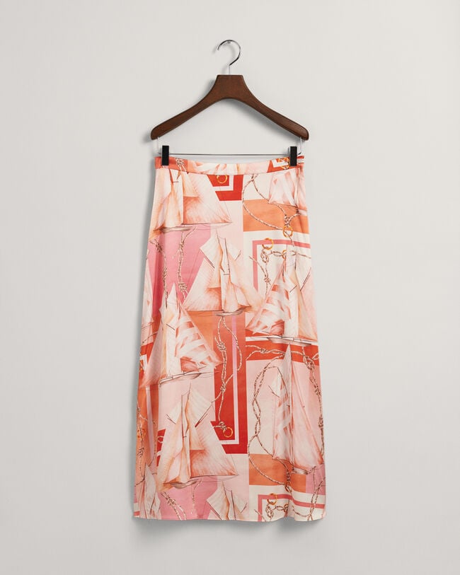 Sailing Print Maxirock aus Seide